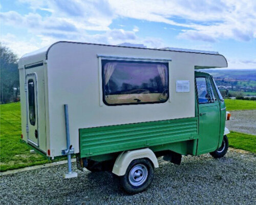 steve dawe gives new life to piaggio ape scooter as tiny campervan