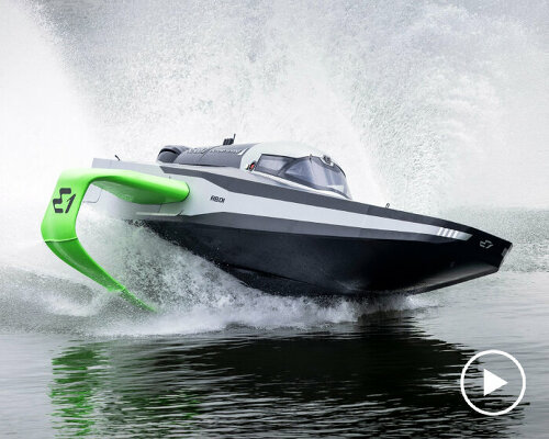 all-electric ‘racebird’ is a flying racing boat with cooling and hydrofoil technology