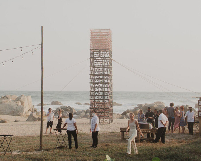 S-AR's pyrotechnic tower installation illuminates the night sky at mexico design fair 2022