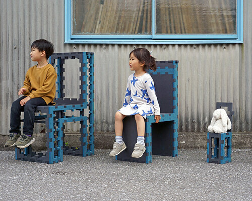 yuji tanabe architects' TWINS-MDF chairs fit together like a puzzle