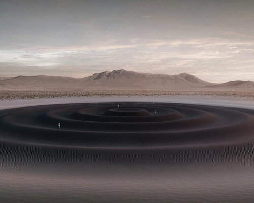 conceptual nuclear bombing memorial in nevada desert symbolizes waves of destruction