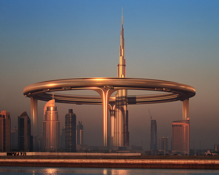 ZNera space envisions ‘downtown circle’ metropolis suspended 550 meters above dubai