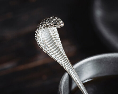 elevate your morning coffee time with this silver cobra spoon