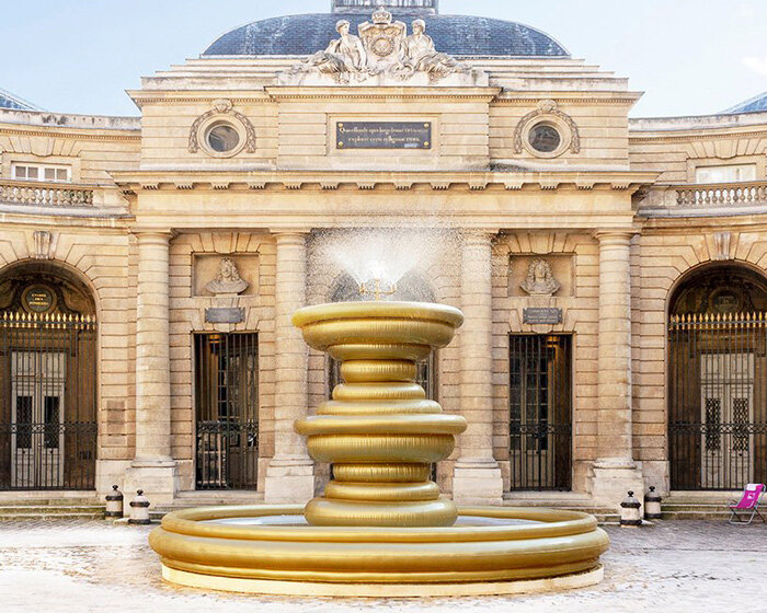 bina baitel’s gilded inflatable fountain occupies historic courtyard at monnaie de paris  