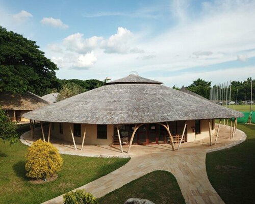 chiangmai life architects builds concentric bamboo school library with oculus in thailand