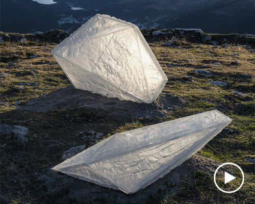 set in the swiss highlands, douglas mandry's sculptural installation explores melting glaciers