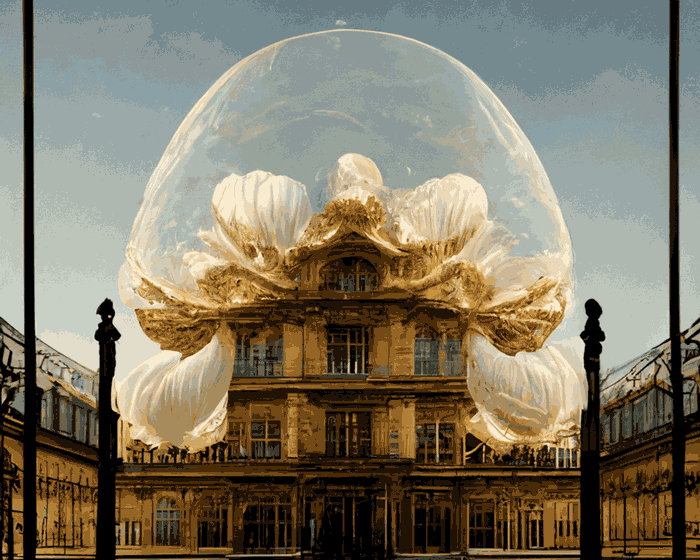 maximalist AI explorations reimagine the versailles palace with mesmerizing gold facades