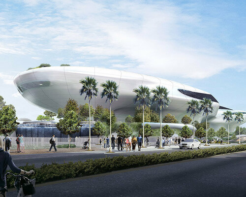 fluid facade of MAD architects' lucas museum is now being installed in los angeles