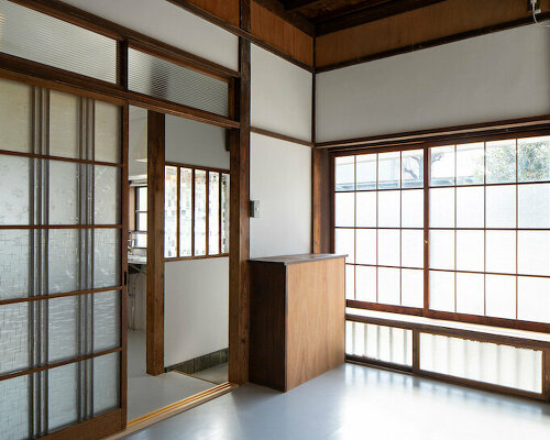 a mint green house in yokohama gets uplifted after 60 years of decay