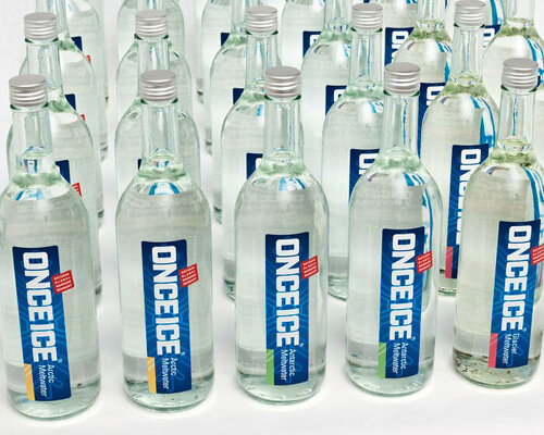 bottled meltwater from arctic + antarctic glaciers humorously combats rising sea levels