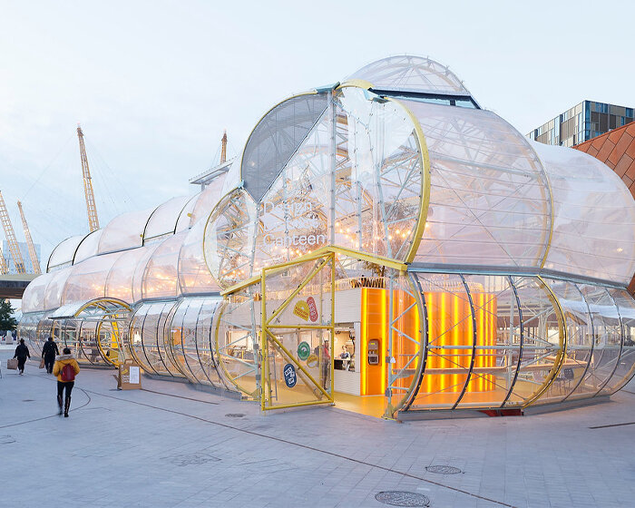 selgascano uplifts london's design district with transparent, yellow-toned food market