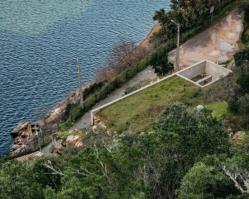 quartzite ridges nestle pedro geraldes’ concrete control center overlooking portuguese dam