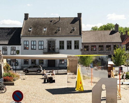 selvatico enlivens public square in belgium with mirroring + meditative cube installation