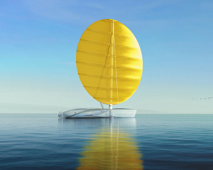 'second sun' sailboat concept is made of algae-based biopolymer + ocean plastic