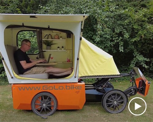 solar-powered bike camper offers comfort and independence to adventurous cyclists