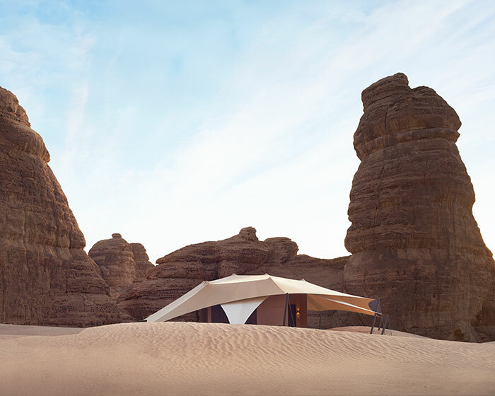 tented villas resort camouflages into saudi arabia's desertscape