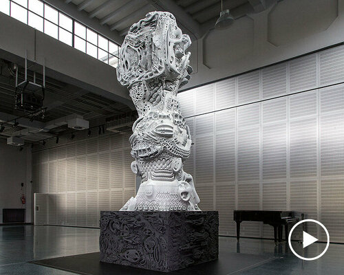 michael hansmeyer's 'digital grotesque III' fabricates 3D-printed ornamental column using AI