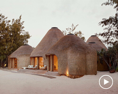 'kisawa' resort weaves undulating thatched-roof villas into the sand dunes of mozambique