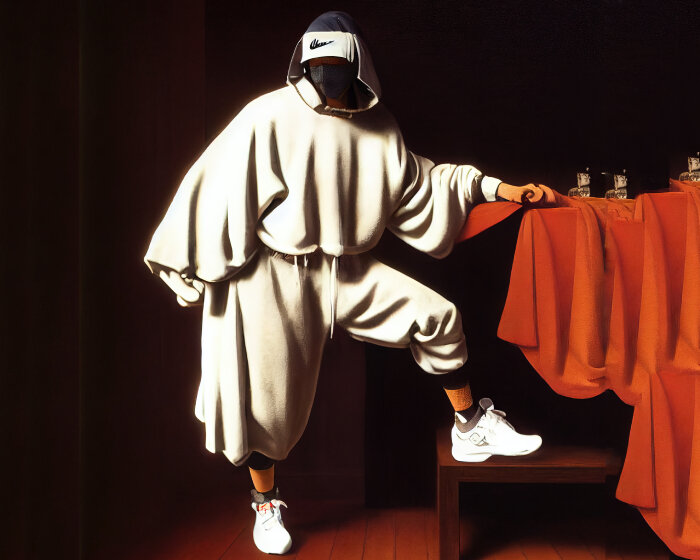 AI artist vibes with nike streetwear in the renaissance era