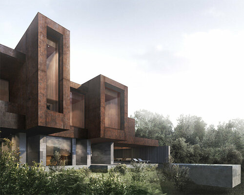 'not a hotel' unveils corten steel house by suppose design office perched on a hillside