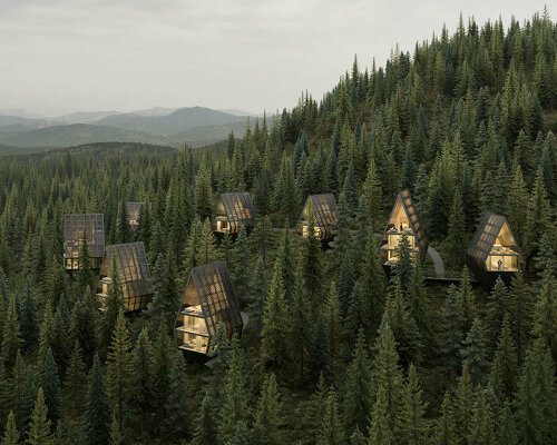 peter pichler scatters luminous cabins across alpine slope for YOUNA resort concept