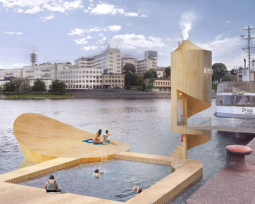 public saunas uplift stockholm's shorelines in new anders berensson proposal