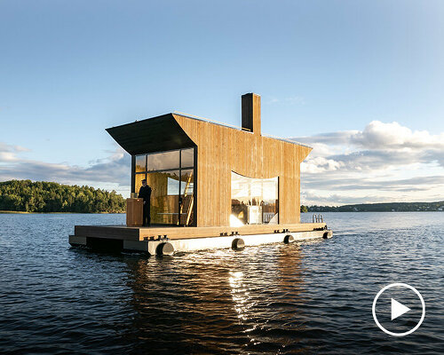 wooden boat sauna by sandellsandberg sails on stockholm archipelago