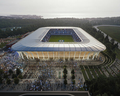 zaha hadid architects nestles its proposed aarhus stadium in the forests of denmark