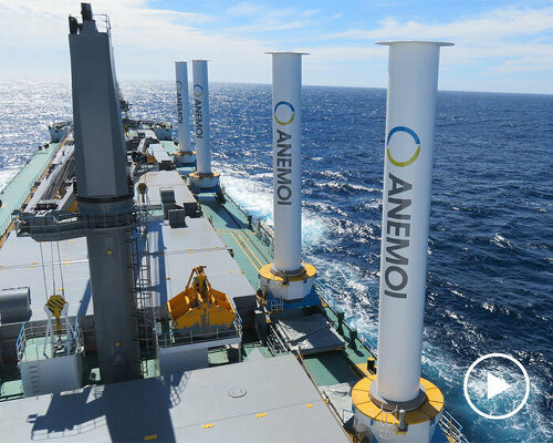 anemoi's mechanic rotor sails capture wind power to propel ships into a sustainable future