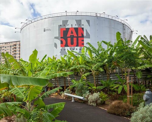 new banana garden by menis arquitectos takes over former oil tank in the canary islands