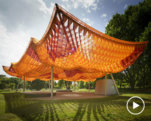 MPavilion 2022 welcomes guests to all(zone)'s vibrant waffle-like canopy