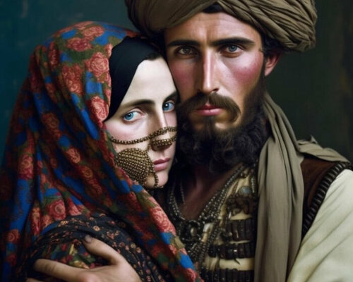 midjourney captures intimate portraits of taliban soldiers and their wives