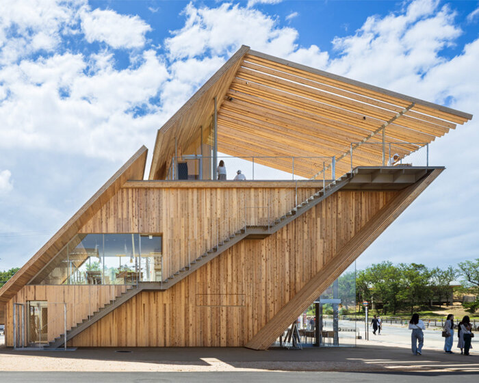 kengo kuma designs observatory/café in japan as a 'staircase to the sky'