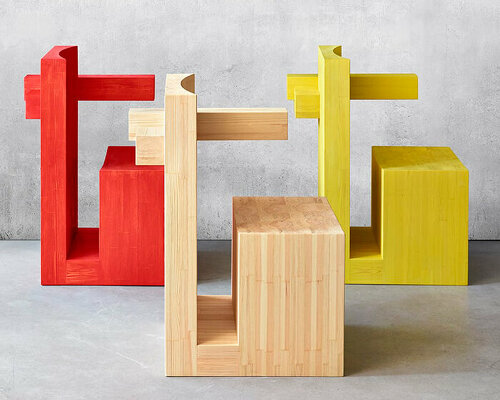 alexander lervik sets up a furniture collection with pegs and wedges of solid wood