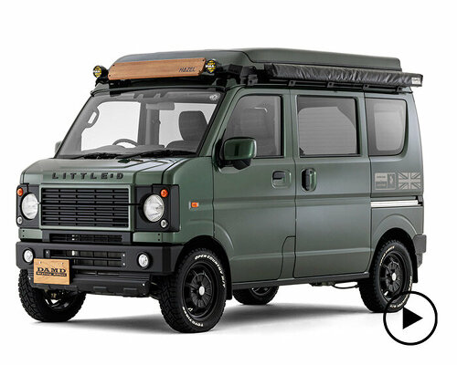 unveiled at 2023 tokyo auto salon, damd's kit converts suzuki minivan into defender-style camper