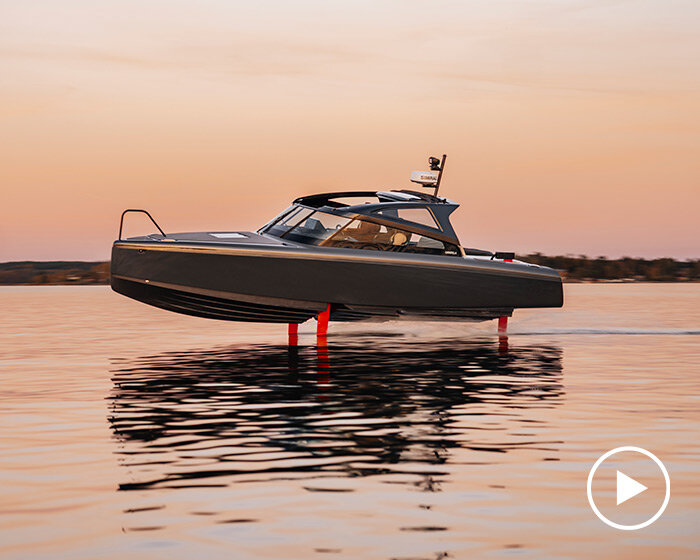 all-electric candela C-8 production 'flying' boat debuts at CES 2023