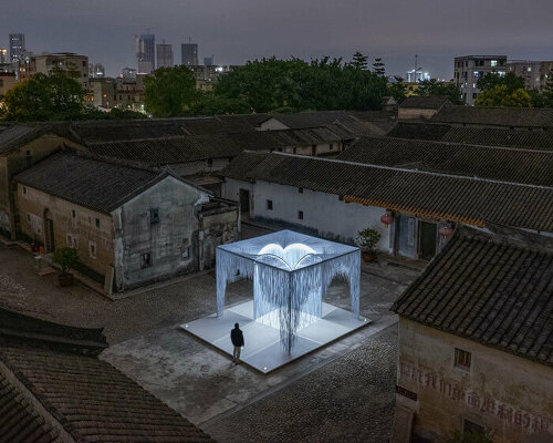 a luminous pavilion by HAS occupies an historic walled village in shenzhen