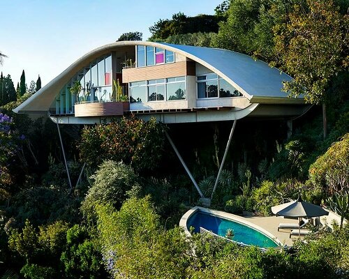 elevated on stilts above los angeles hillside, john lautner's modernist gem is listed for $16M