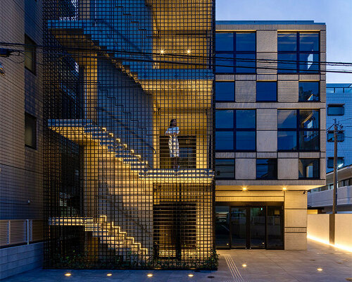 mosquito net-like latticework envelops SAKO's concrete residential building in japan