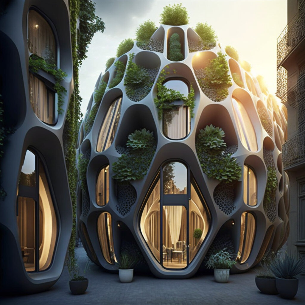 organic solarpunk art nouveau city - Playground