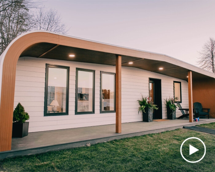 world's first 100% bio-based 3D-printed home in maine is built with sawdust and corn