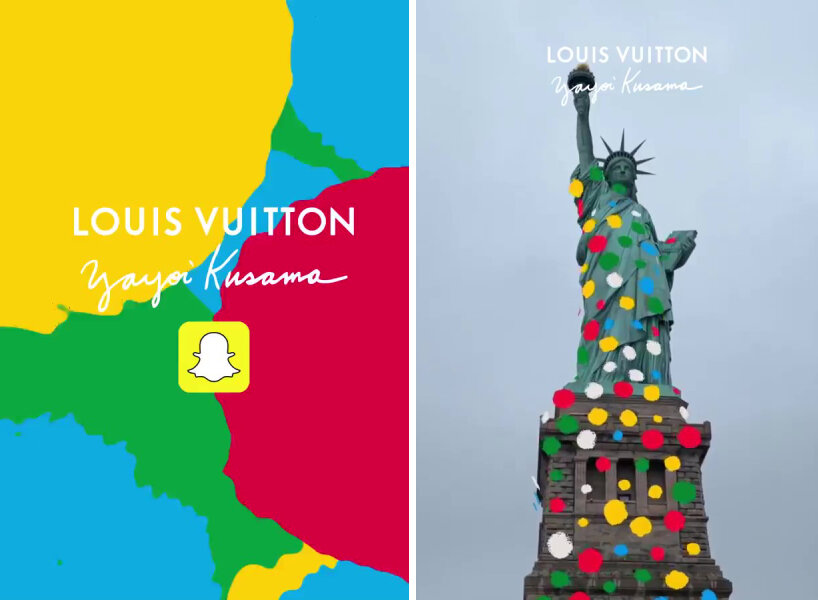 yayoi kusama & louis vuitton paint dots over historic monuments with new  snapchat filter