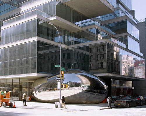 now complete: anish kapoor's newest 'bean' nestles into the streets of new york