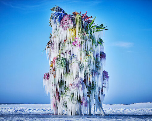 azuma makoto freezes vibrant bouquets of flowers in new sculptural ice installation