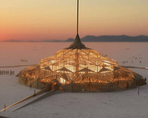 burning man's 2023 temple unveiled as an upside-down desert flower