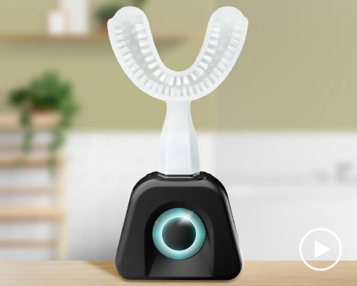 smile-shaped toothbrush vibrates to clean teeth in 10 seconds