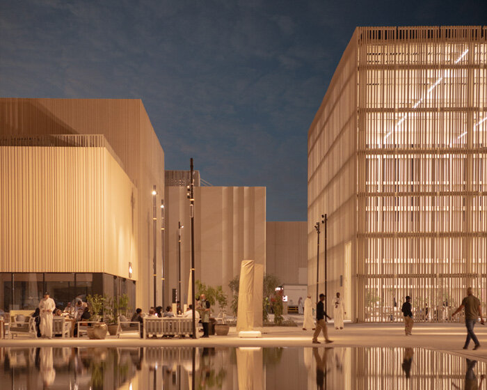 clusters of volumes & voids weave through airport terminal for islamic arts biennale in jeddah