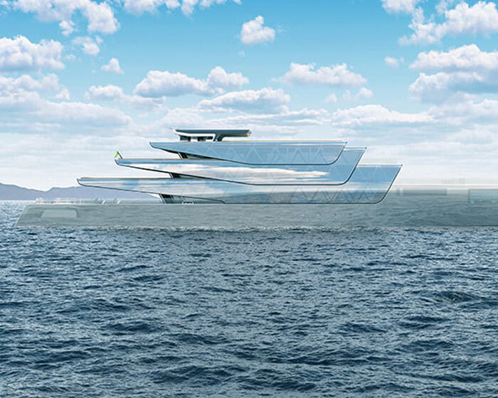 3D-printed and solar-electric pegasus superyacht camouflages into the sea