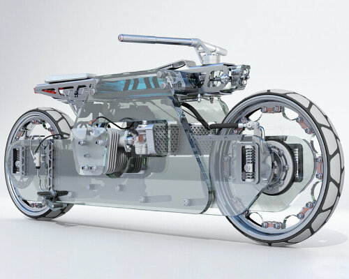 concept nu'clear motorcycle framed with bulletproof glass oozes sci-fi steampunk look