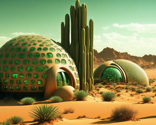 giant habitable cacti colonize a city on mars in manas bhatia's AI-generated series